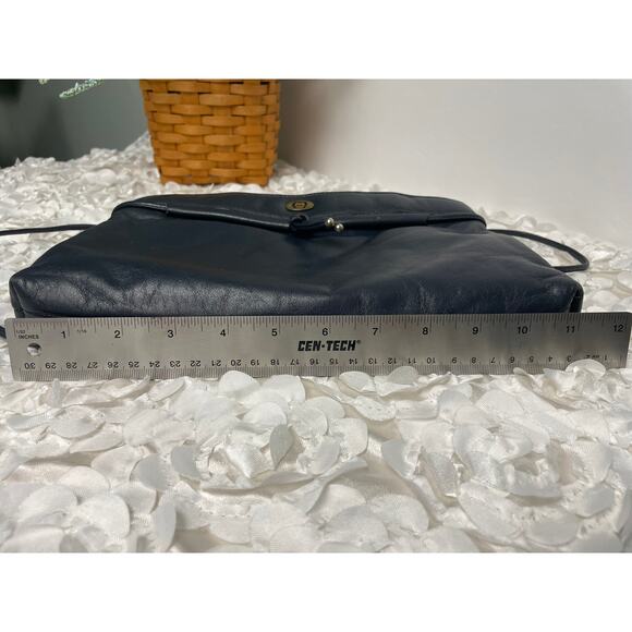 Vintage Etienne Aigner Clutch or Crossbody Navy Leather Minimalist Bag Y2K - Picture 3 of 7